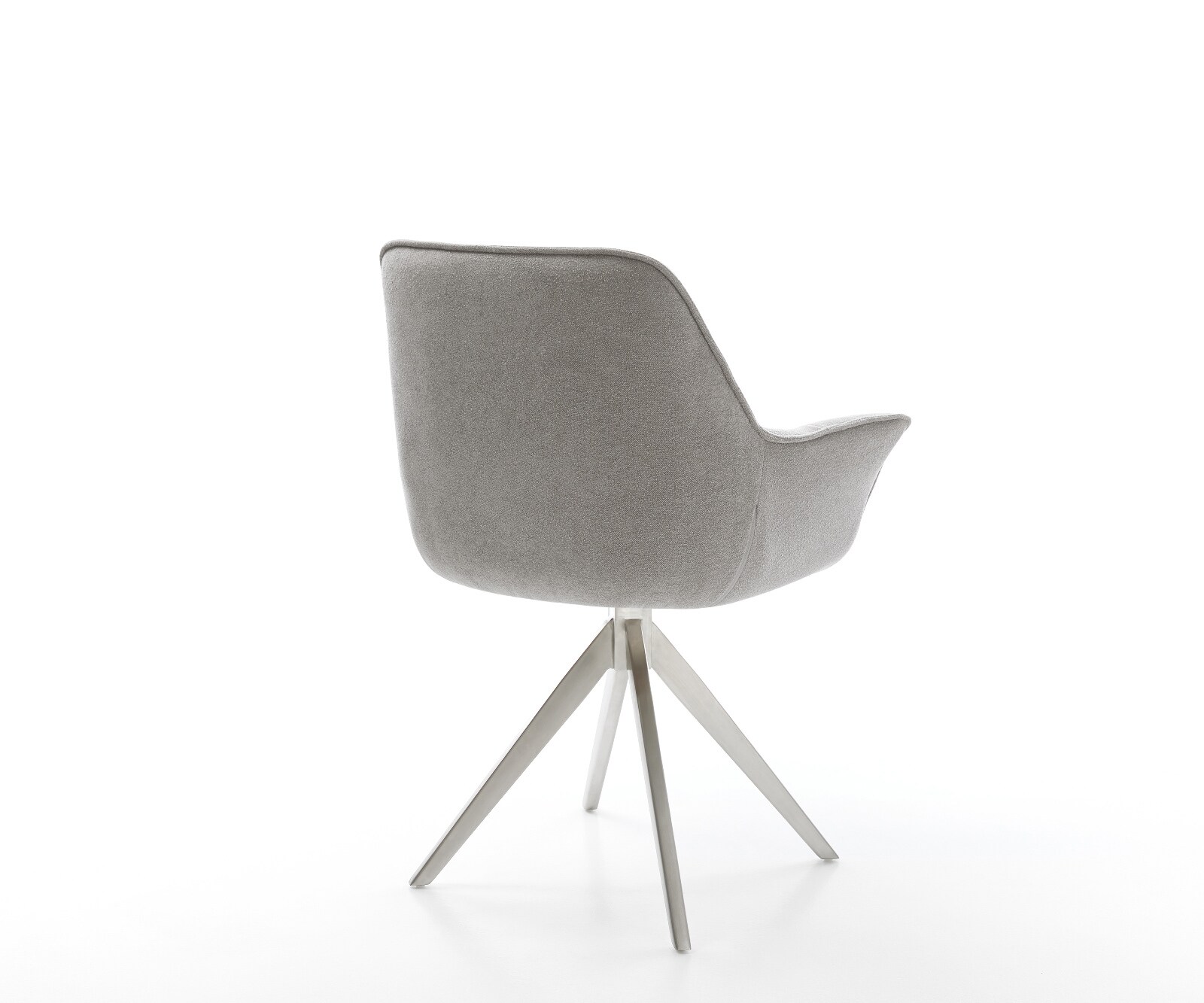 Drehstuhl Kaira-Flex Strukturstoff Soft Grau Kreuzgestell kantig Edelstahl 180° drehbar 4