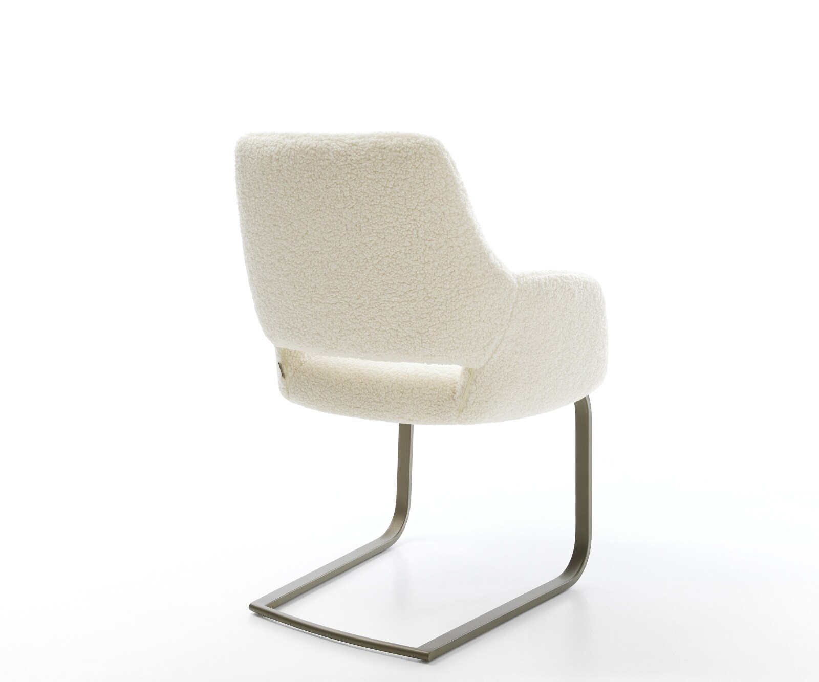 Freischwinger Yago-Flex mit Armlehnen Teddystoff Beige Freischwinger flach Effektfinish Titan Taschenfederkern 4