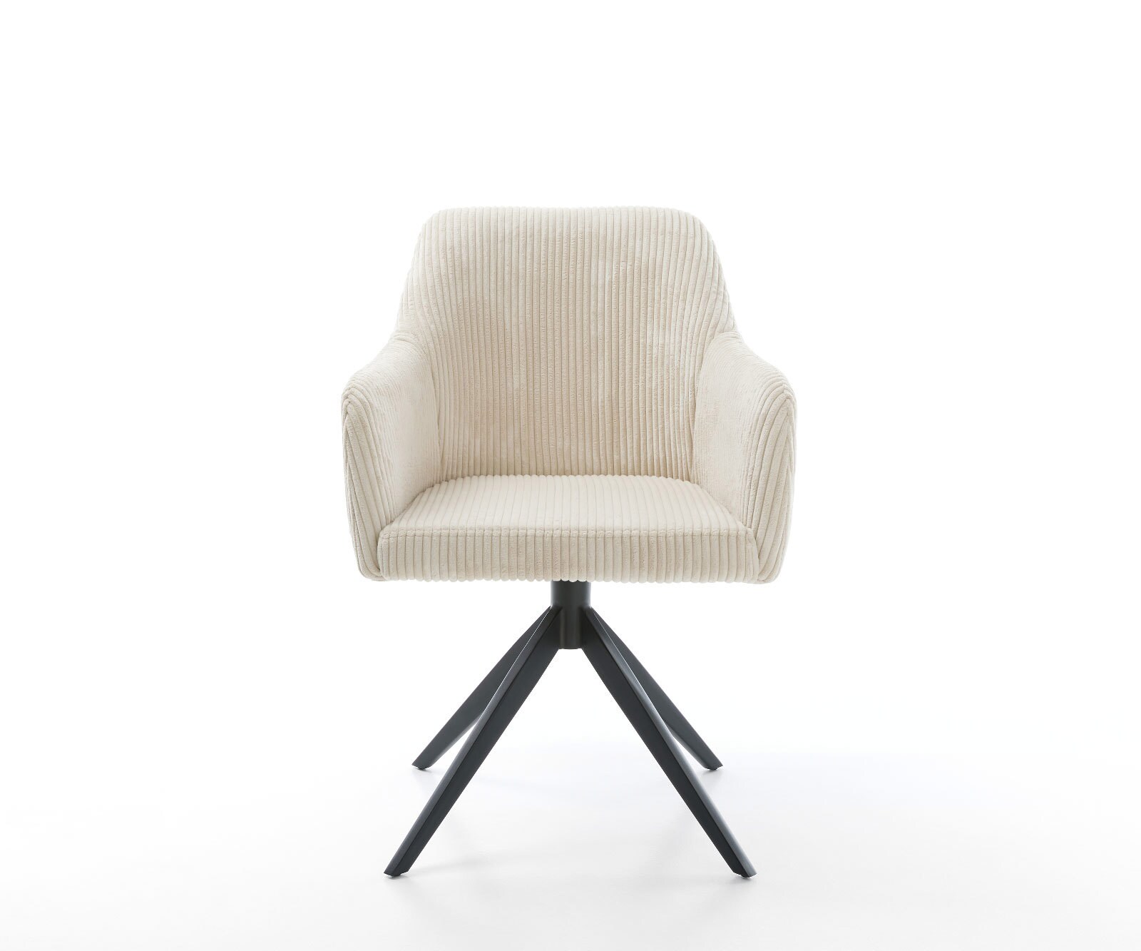 Esszimmerstuhl Greg-Flex Cord Beige Kreuzgestell breit Schwarz Taschenfederkern 1
