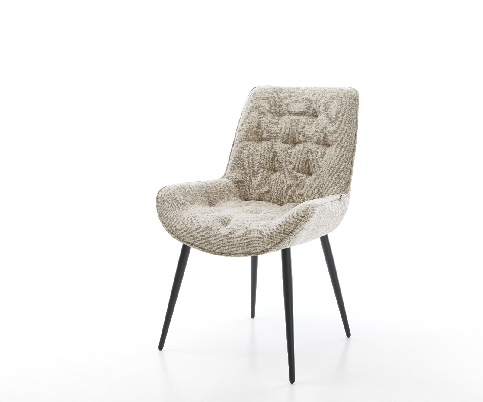 Esszimmerstuhl Taimi-Flex Webstoff Soft Beige 4-Fuß konisch Schwarz 1