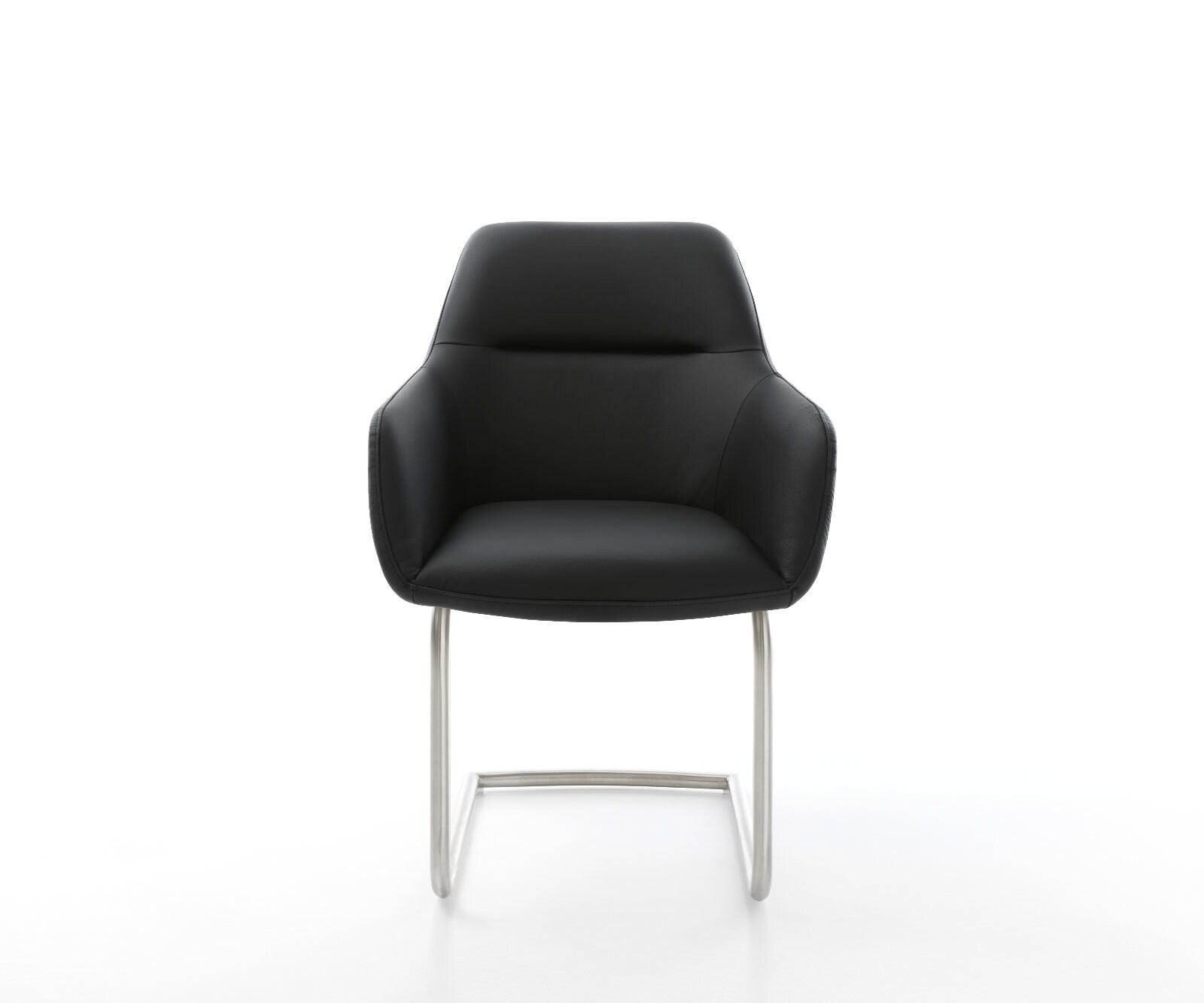 Freischwinger Pejo-Flex Echt-Leder Schwarz Freischwinger rund Edelstahl Taschenfederkern 1