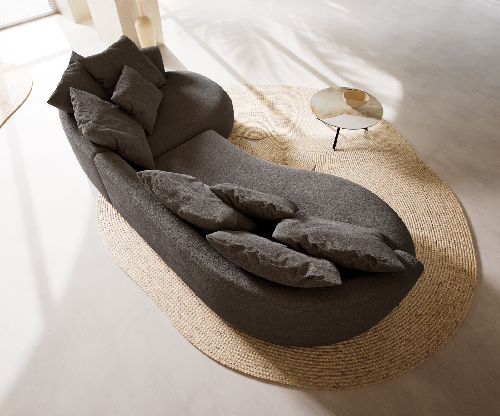 Grand-canapé Edina 330 x 170 cm Bouclé Soft Boue 5