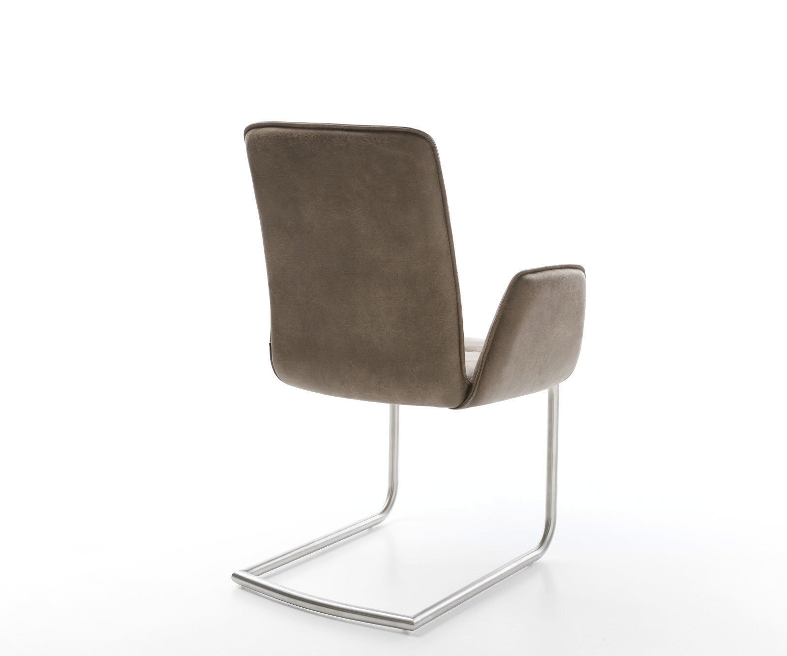 Cantilever Vinja-Flex microvelours taupe vintage pied cantilever rond acier inoxydable brossé 5