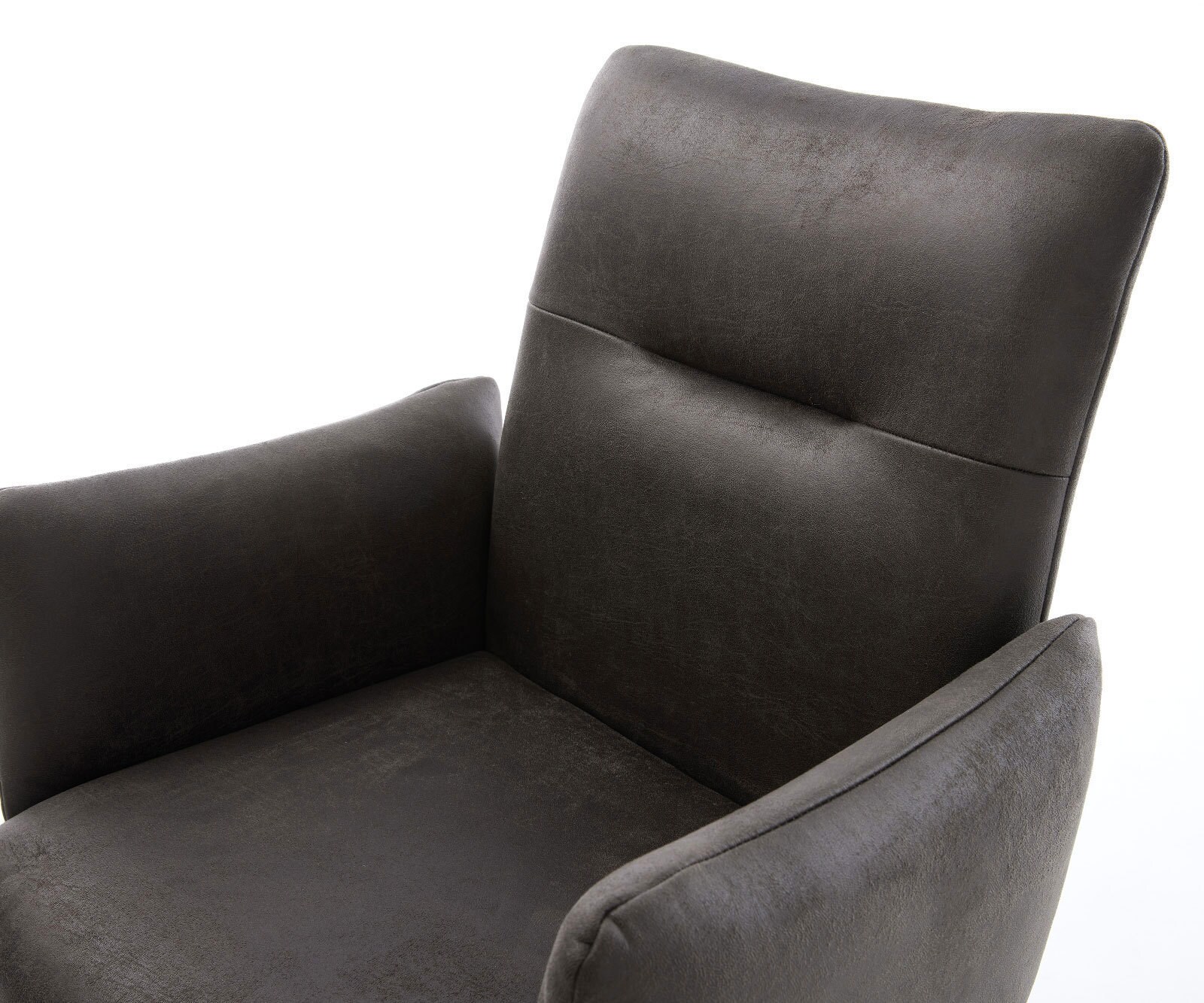 Chaise-pivotante Jova-Flex avec accoudoirs microvelours anthracite vintage pied croisé conique acier inoxydable brossé pivotement sur 180° ressorts ensachés 4