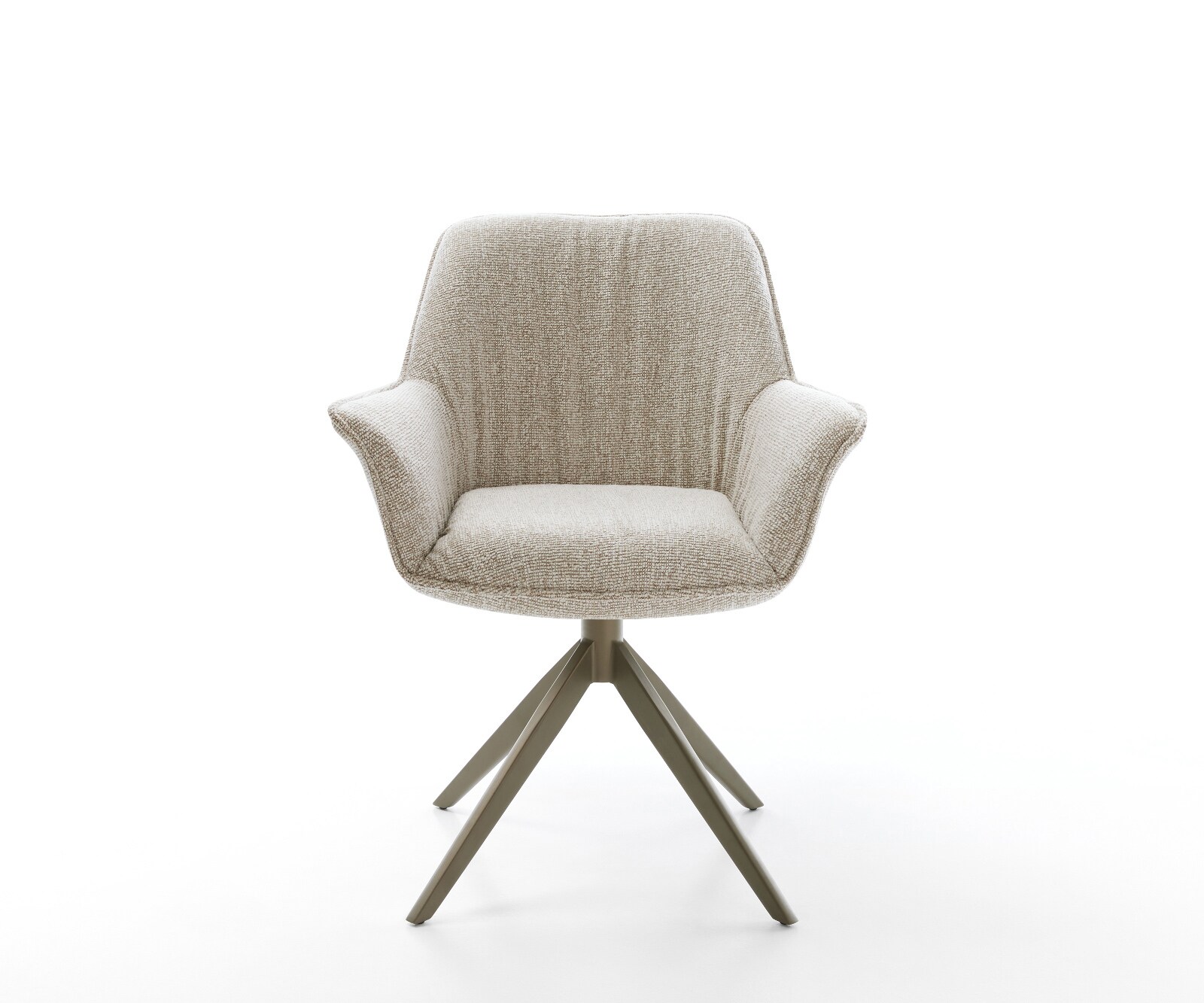 Drehstuhl Keila-Flex mit Armlehnen Webstoff Soft Beige Kreuzgestell breit Effektfinish Titan 360° drehbar Wippfunktion 2
