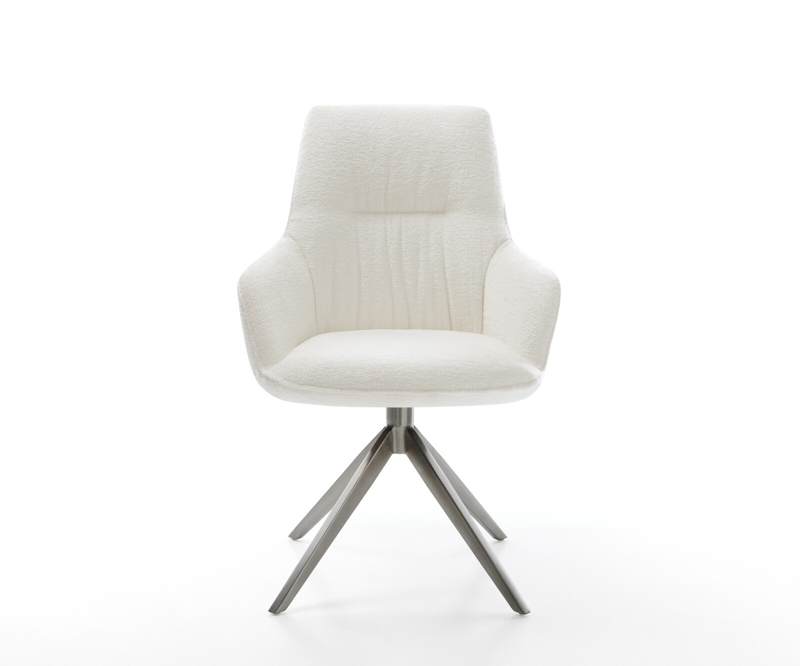 Drehstuhl Zelia-Flex mit Armlehnen Bouclé Soft Beige Kreuzgestell breit Graphit 360° drehbar Wippfunktion Taschenfederkern 2