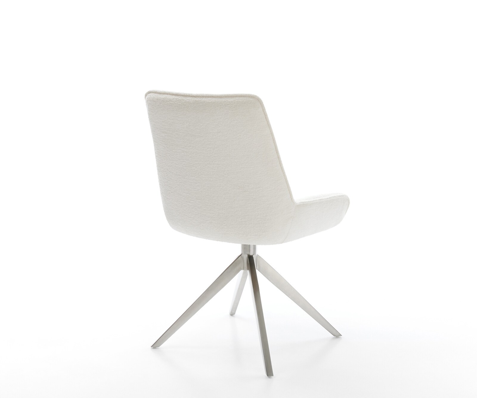 Drehstuhl Taimi-Flex Bouclé Soft Beige Kreuzgestell breit Edelstahl 360° drehbar Wippfunktion 4