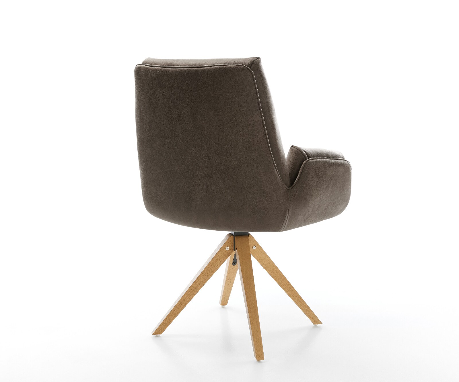Drehstuhl Clea-Flex Mikrofaser Taupe Vintage Holzgestell kantig Natur 180° drehbar 4