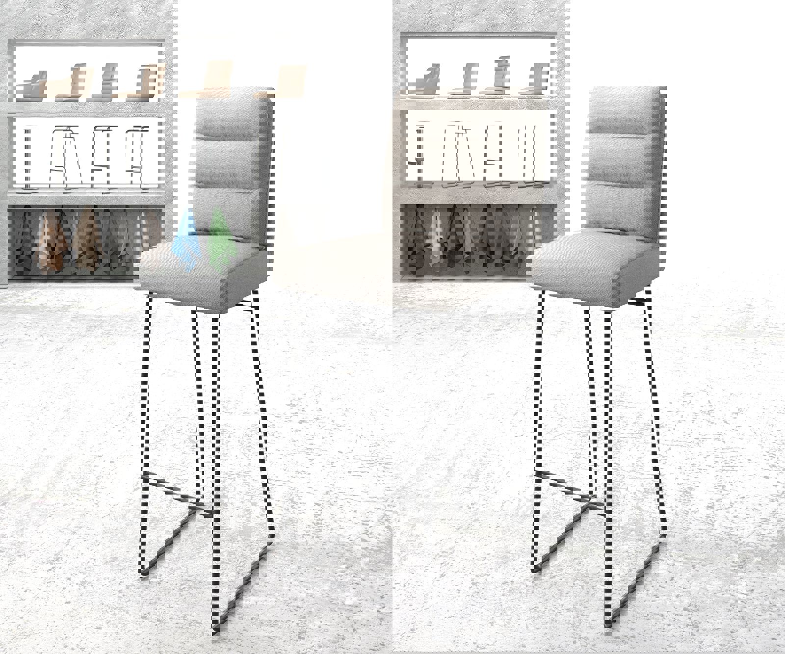 Barstuhl Pela-Flex Stripes Hellgrau Kufengestell Metall Barstuhl Pela-Flex Stripes Hellgrau Kufengestell Metall