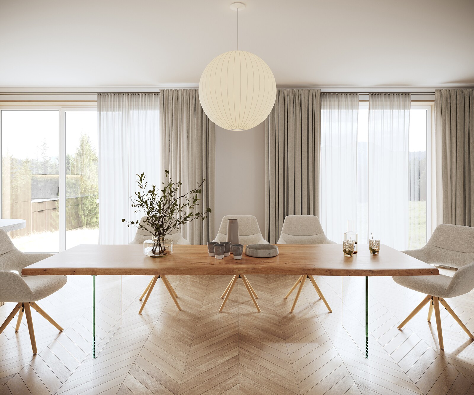 Esstisch Edge 300x100 XL Akazie Natur Glas Live-Edge 2