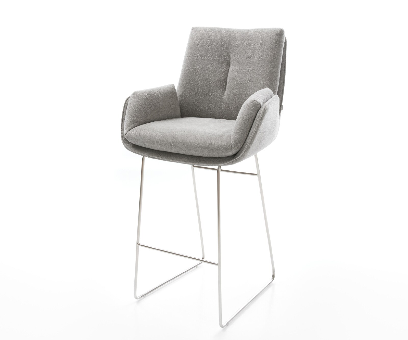 Barstuhl Clea-Flex Strukturstoff Soft Grau Kufengestell Edelstahl