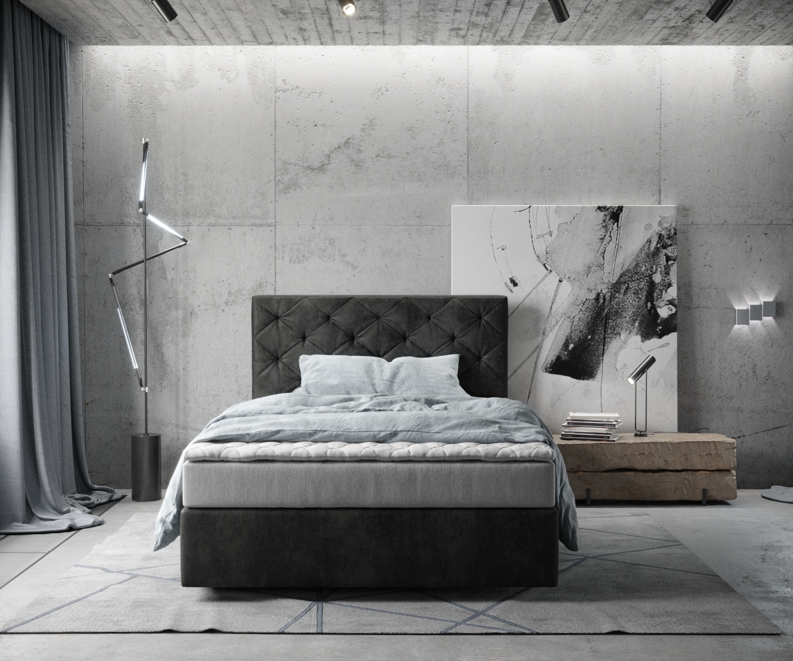 Boxspringbett Dream-Great 120x200 cm Mikrofaser Anthrazit Vintage mit Matratze und Topper 1 Boxspringbett Dream-Great 120x200 cm Mikrofaser Anthrazit Vintage mit Matratze und Topper 1