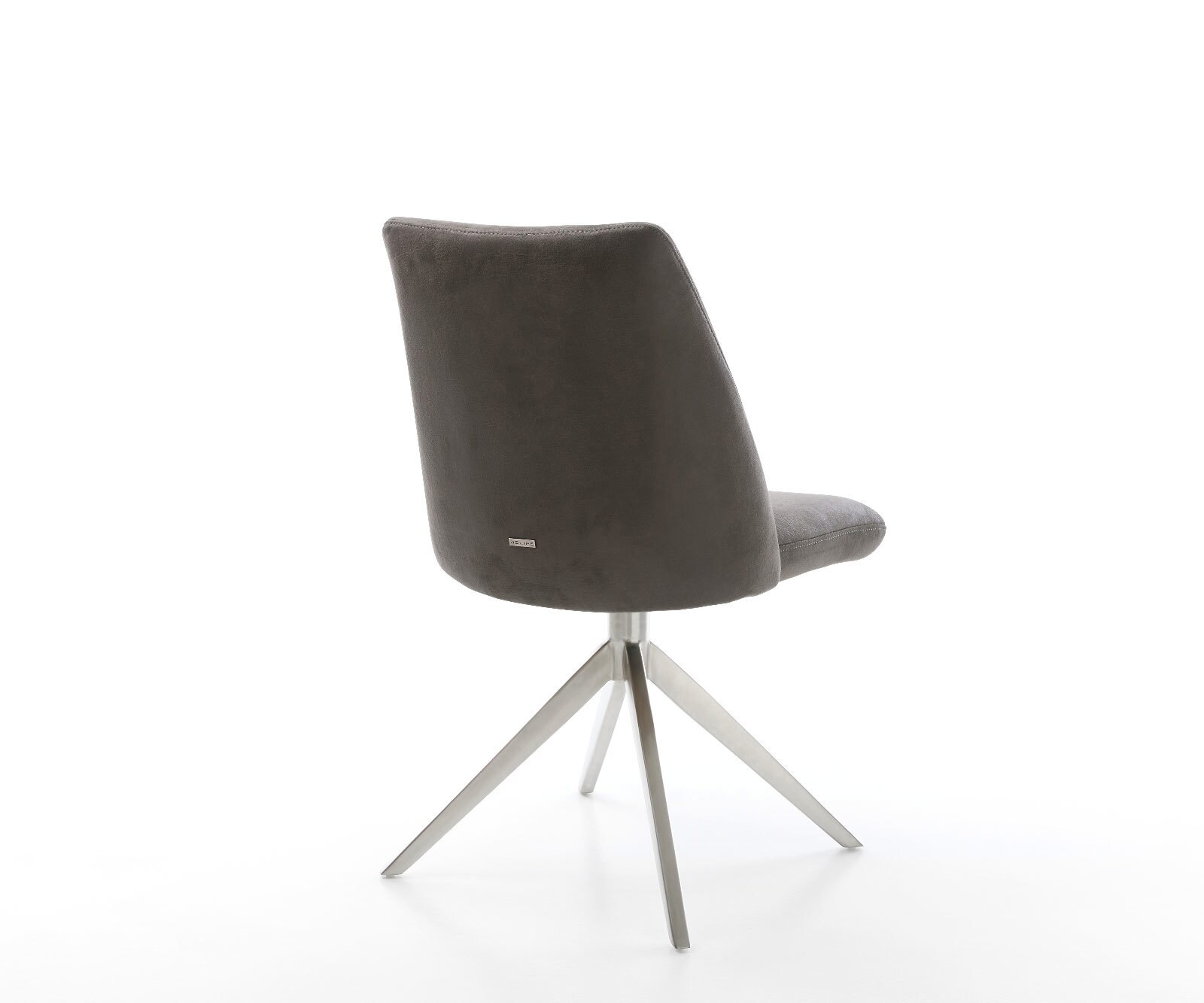 Chaise-pivotante Elso-Flex microvelours anthracite vintage pied croisé large acier inoxydable brossé pivotement sur 360° fonction bascule ressorts ensachés 5