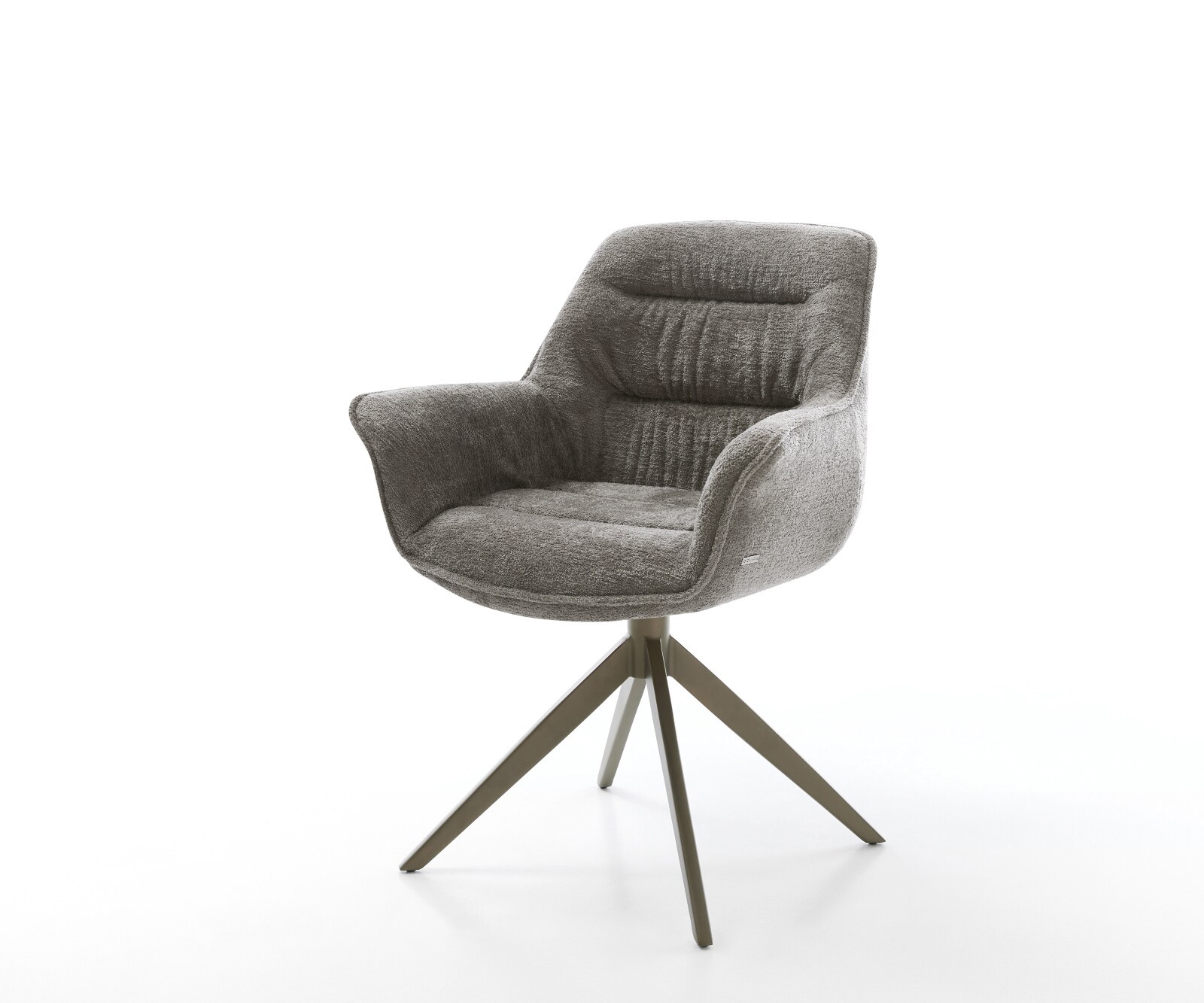 Chaise-pivotante Kaira-Flex bouclé doux couleur boue pied croisé large aspect titane pivotement sur 360° fonction bascule 1