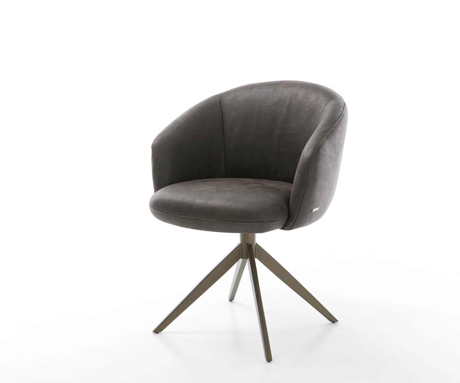Drehstuhl Caja-Flex mit Armlehnen Mikrofaser Anthrazit Vintage Kreuzgestell breit Effektfinish Titan 360° drehbar Taschenfederkern
