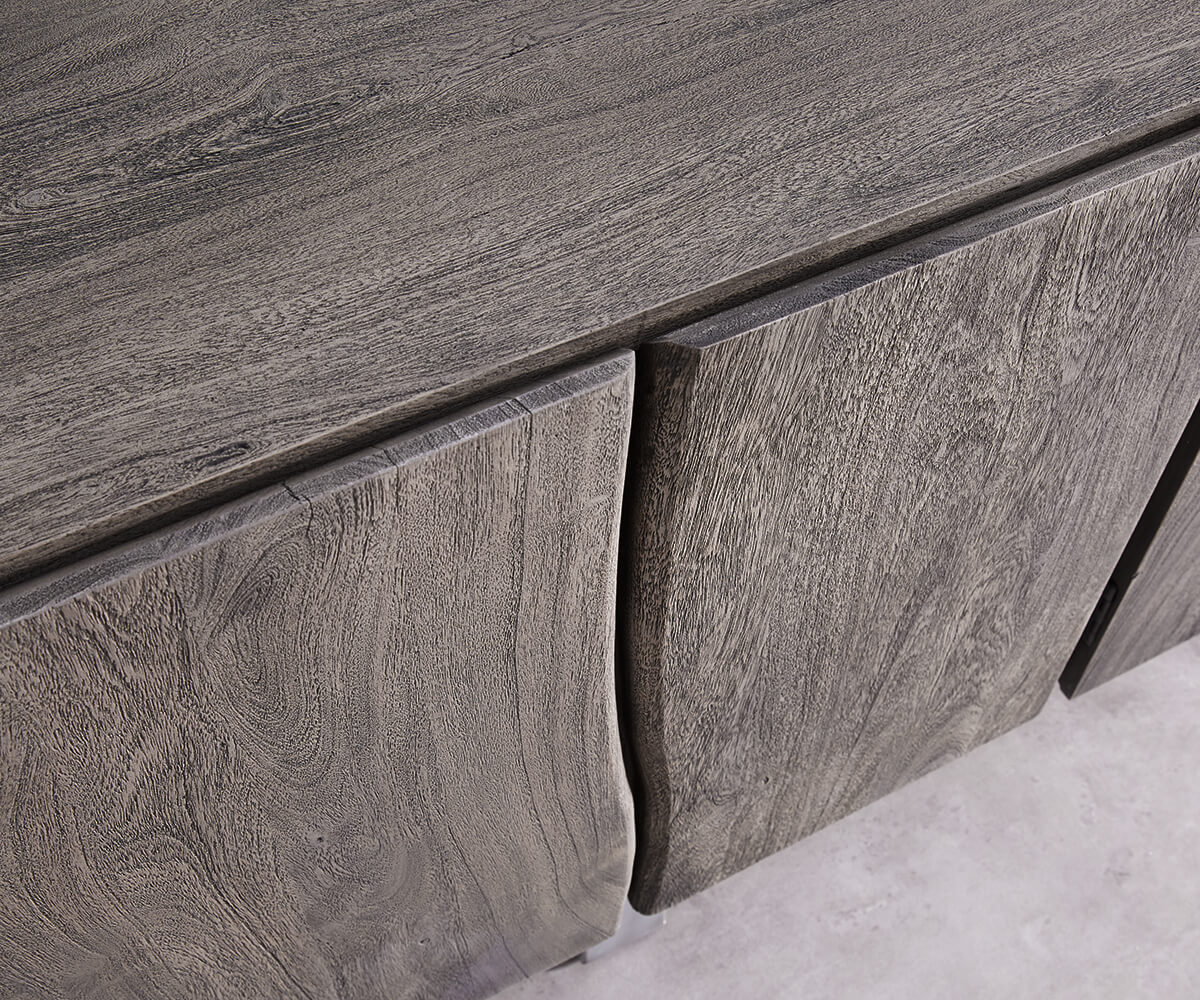 Sideboard Live-Edge 220 cm Akazie Platin massiv 6 Türen 3