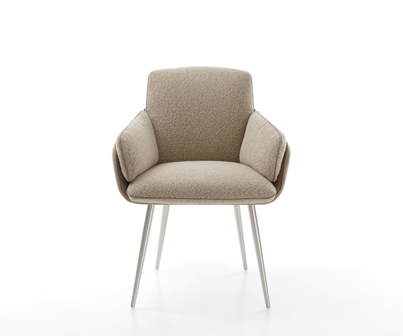 Esszimmerstuhl Luan-Flex mit Armlehnen Materialmix Schlamm 4-Fuß konisch Edelstahl  1 Esszimmerstuhl Luan-Flex mit Armlehnen Materialmix Schlamm 4-Fuß konisch Edelstahl  1