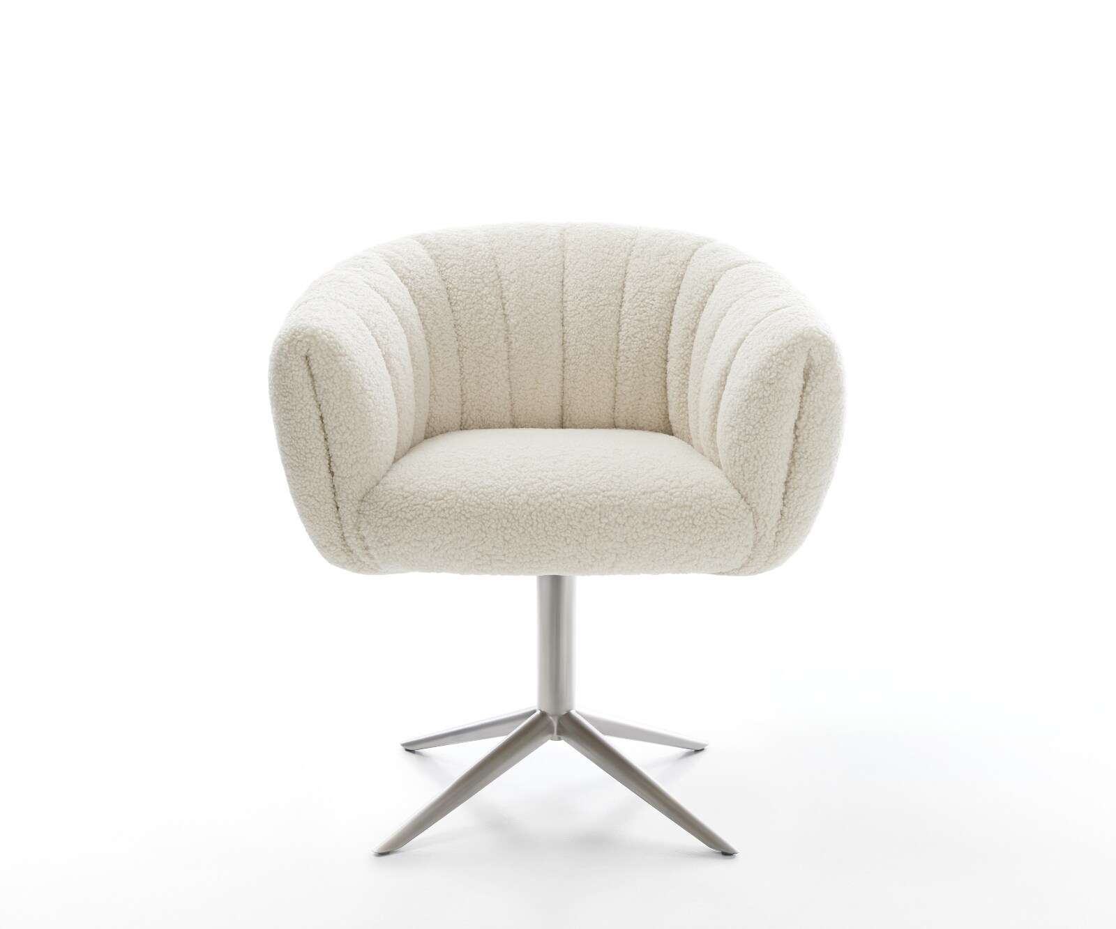 Drehstuhl Jada-Flex Teddystoff Beige Fußkreuz Edelstahl 360° drehbar Wippfunktion Taschenfederkern 2