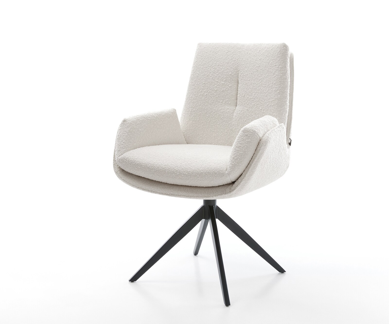 Chaise-pivotante Clea-Flex bouclé crème-blanc pied croisé large noir pivotement sur 360° fonction bascule