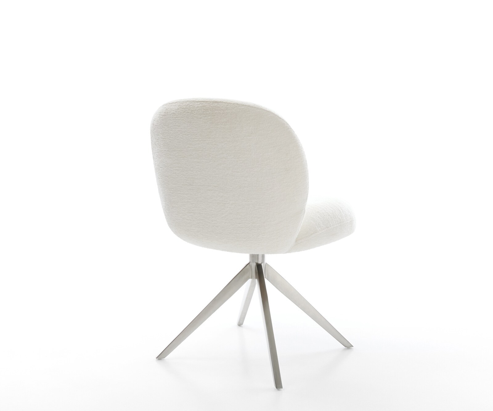 Drehstuhl Nube-Flex Bouclé Soft Beige Kreuzgestell breit Edelstahl 360° drehbar Wippfunktion Taschenfederkern 4