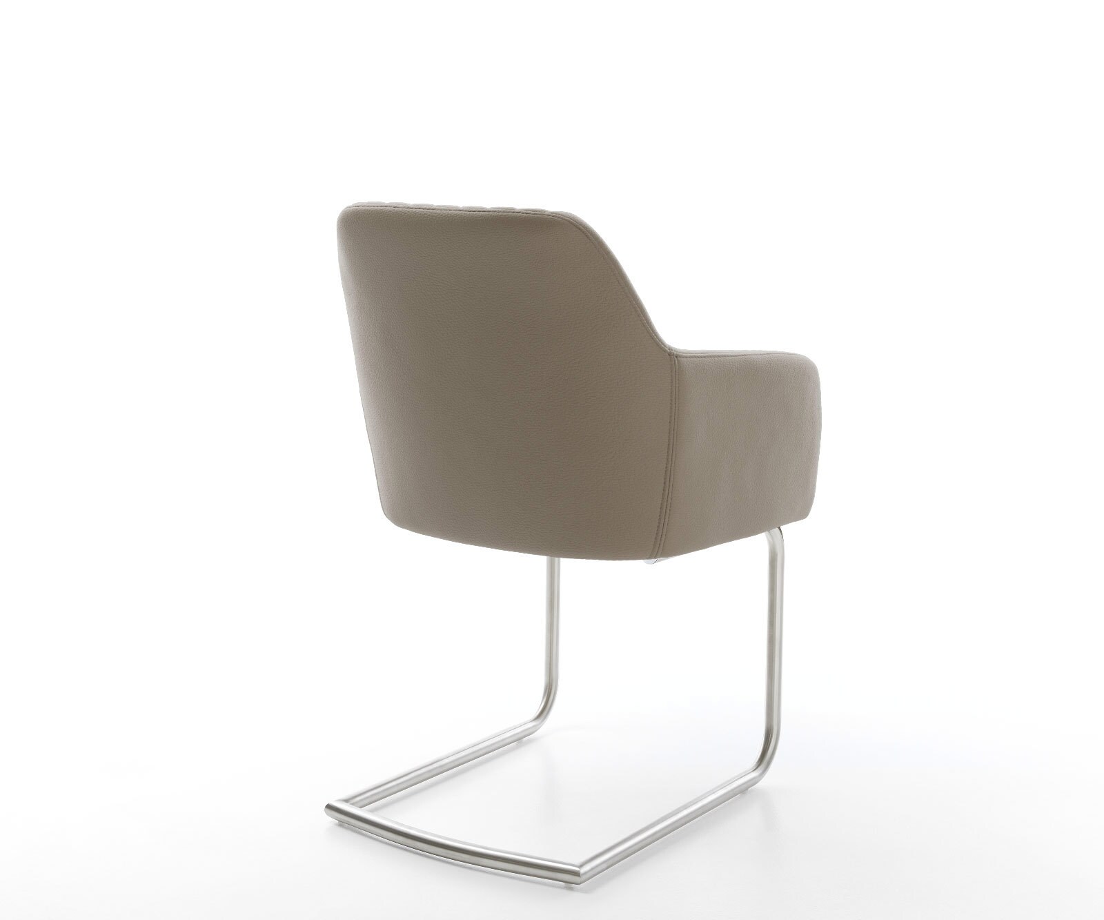 Cantilever Greg-Flex cuir de vache couleur boue pied cantilever rond acier inoxydable brossé ressorts ensachés 4