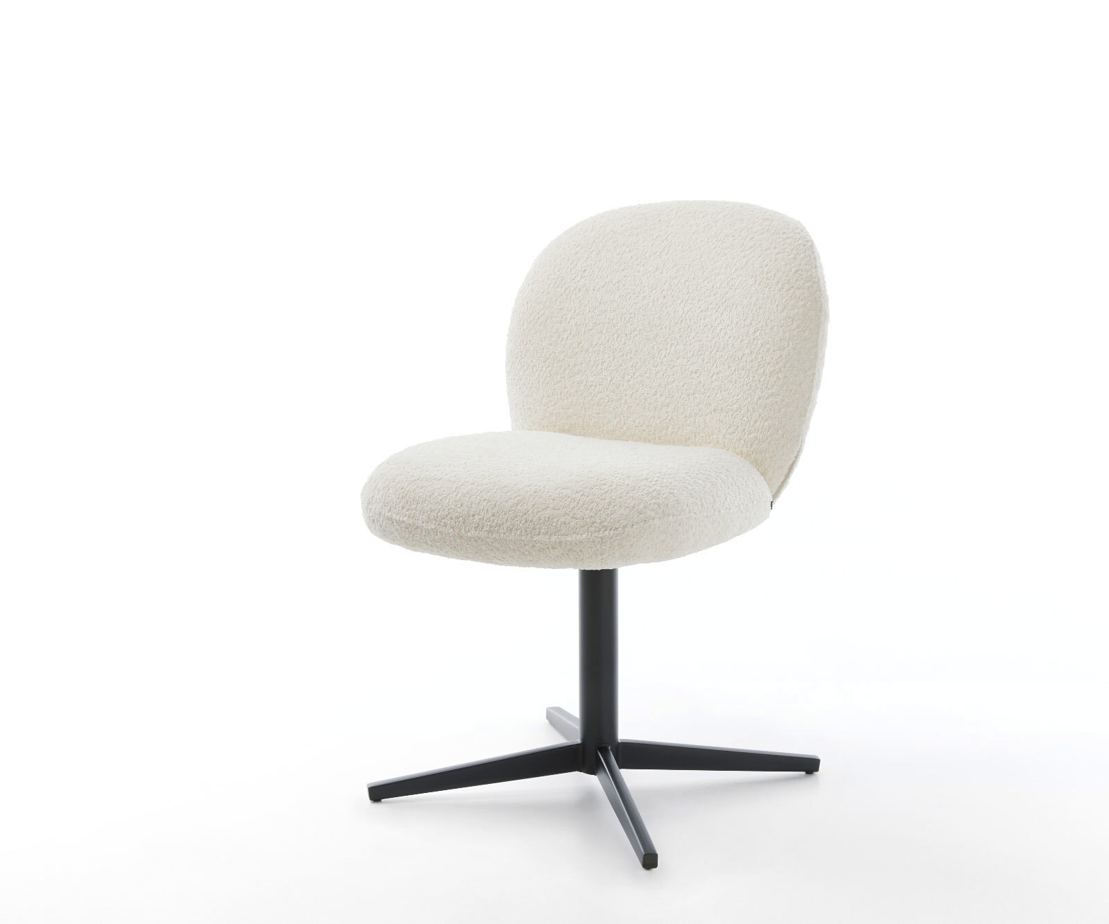 Drehstuhl Nube-Flex Bouclé Weiß Fußkreuz Schwarz 360° drehbar Taschenfederkern 1