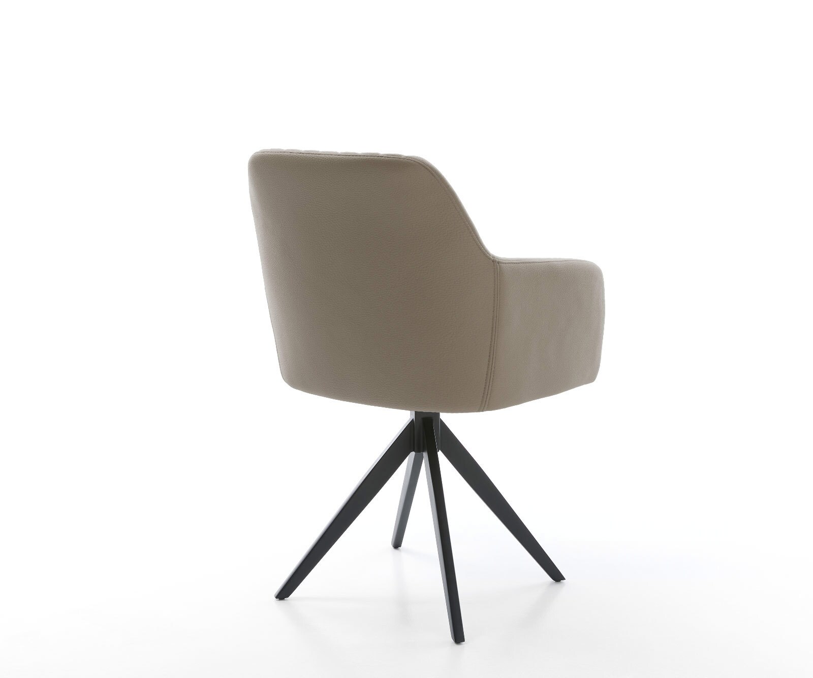 Chaise-de-salle-à-manger Greg-Flex cuir de vache couleur boue pied croisé angulaire noir ressorts ensachés 4