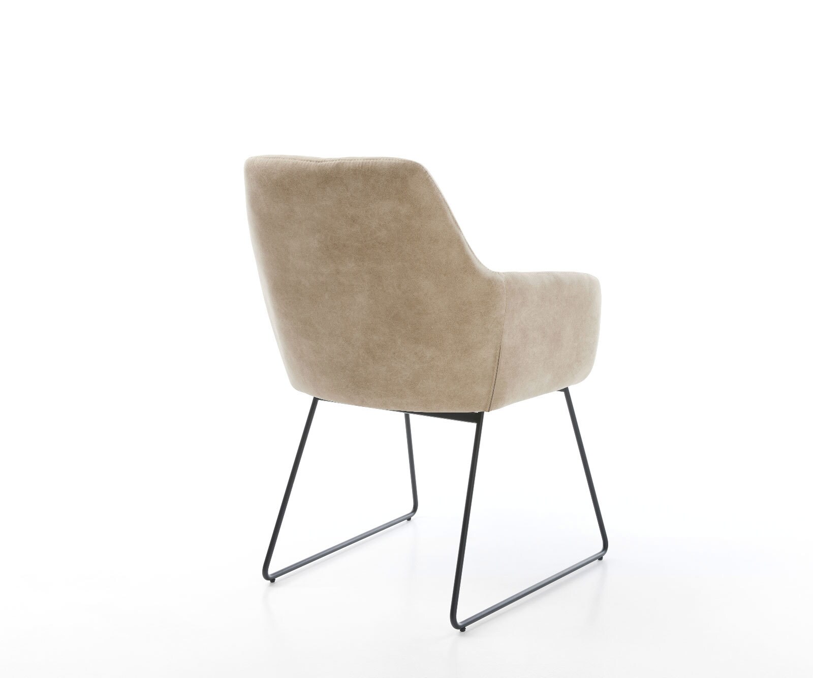 Chaise-de-salle-à-manger Pejo-Flex microvelours beige vintage pied trapèze noir ressorts ensachés 4
