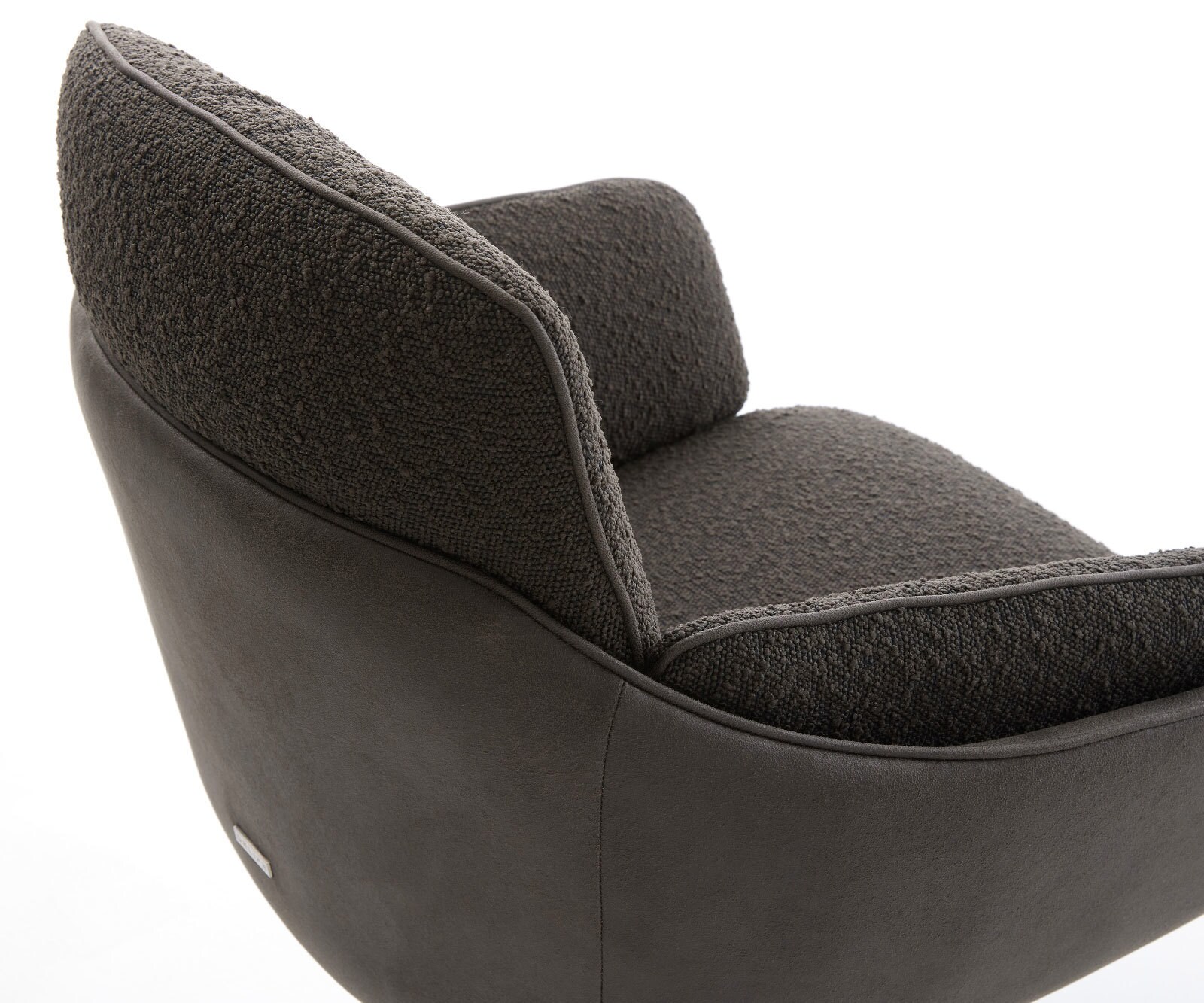 Chaise-pivotante Luan-Flex avec accoudoirs tissu mixte noir pied de chaise 4 branches acier inoxydable brossé pivotement sur 360° fonction bascule 3