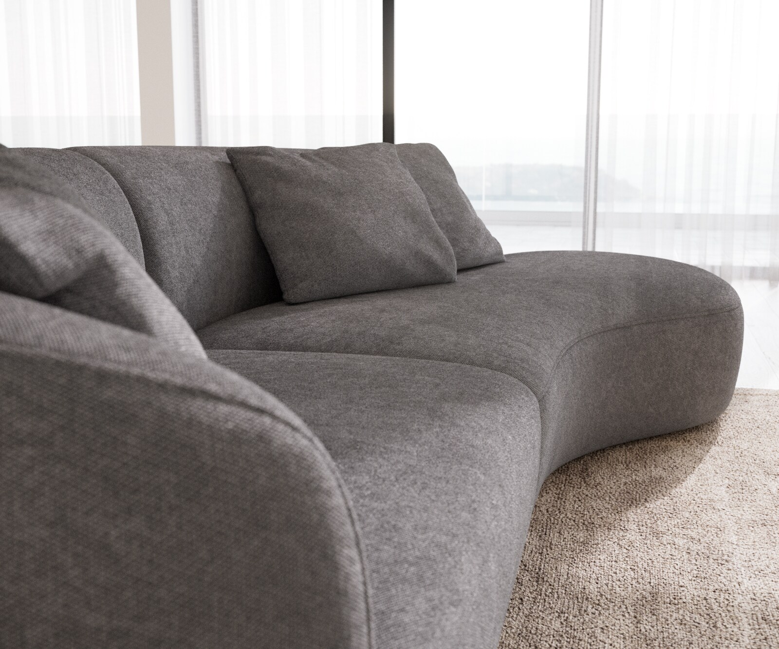 Sofa Mairi 330x160 cm Mikrofaser Grau 6 Sofa Mairi 330x160 cm Mikrofaser Grau 6