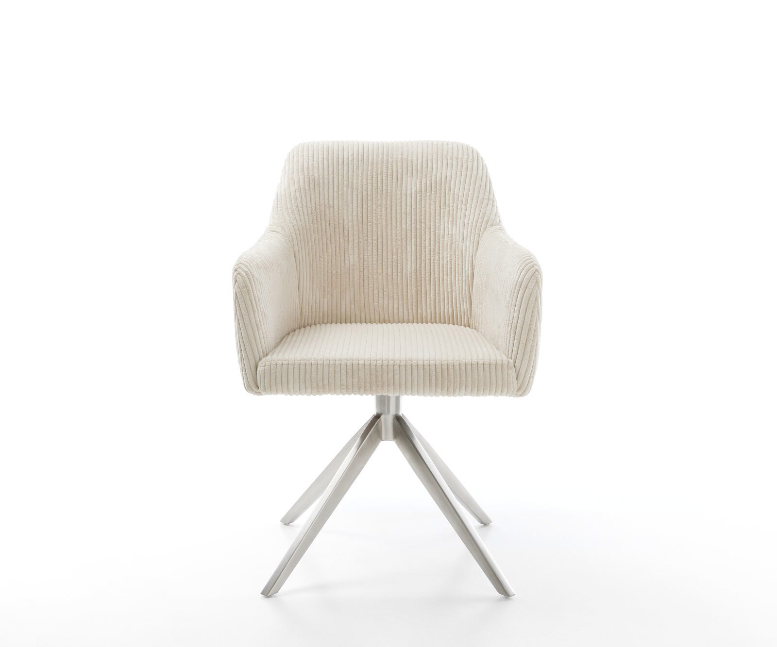 Esszimmerstuhl Greg-Flex Cord Beige Kreuzgestell breit Edelstahl Taschenfederkern 2