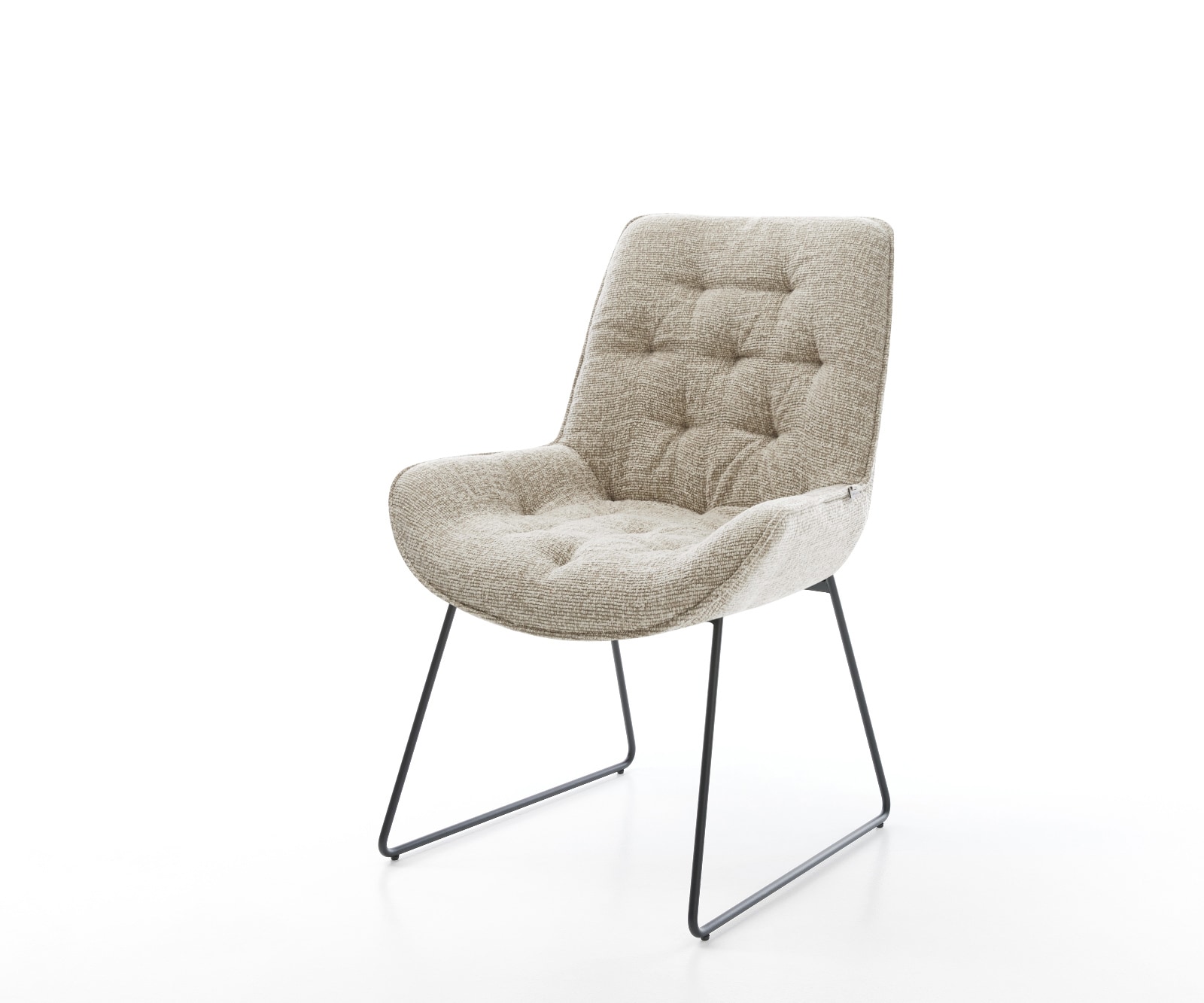 Esszimmerstuhl Taimi-Flex Webstoff Soft Beige Kufengestell Schwarz 1