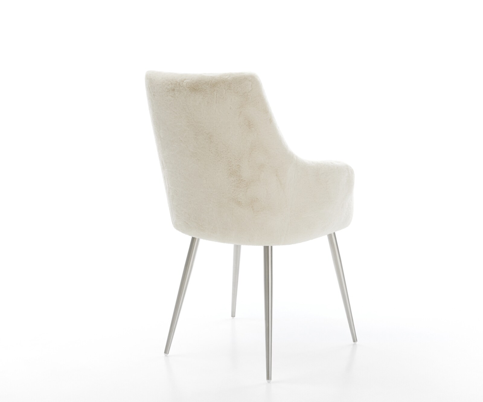 Chaise-de-salle-à-manger Alja-Flex avec accoudoirs peluche crème-blanc 4 pieds coniques acier inoxydable resorts ensachés 5