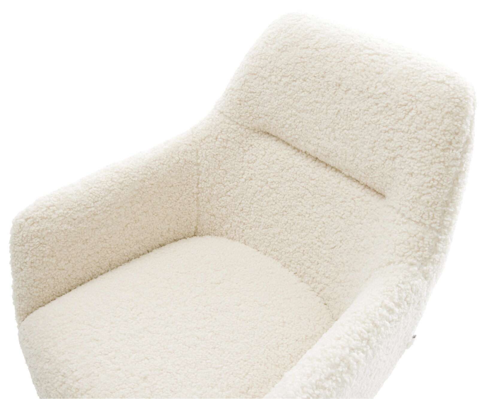 Chaise-de-salle-à-manger Pejo-Flex tissu teddy beige pied croisé conique acier inoxydable resorts ensachés 4