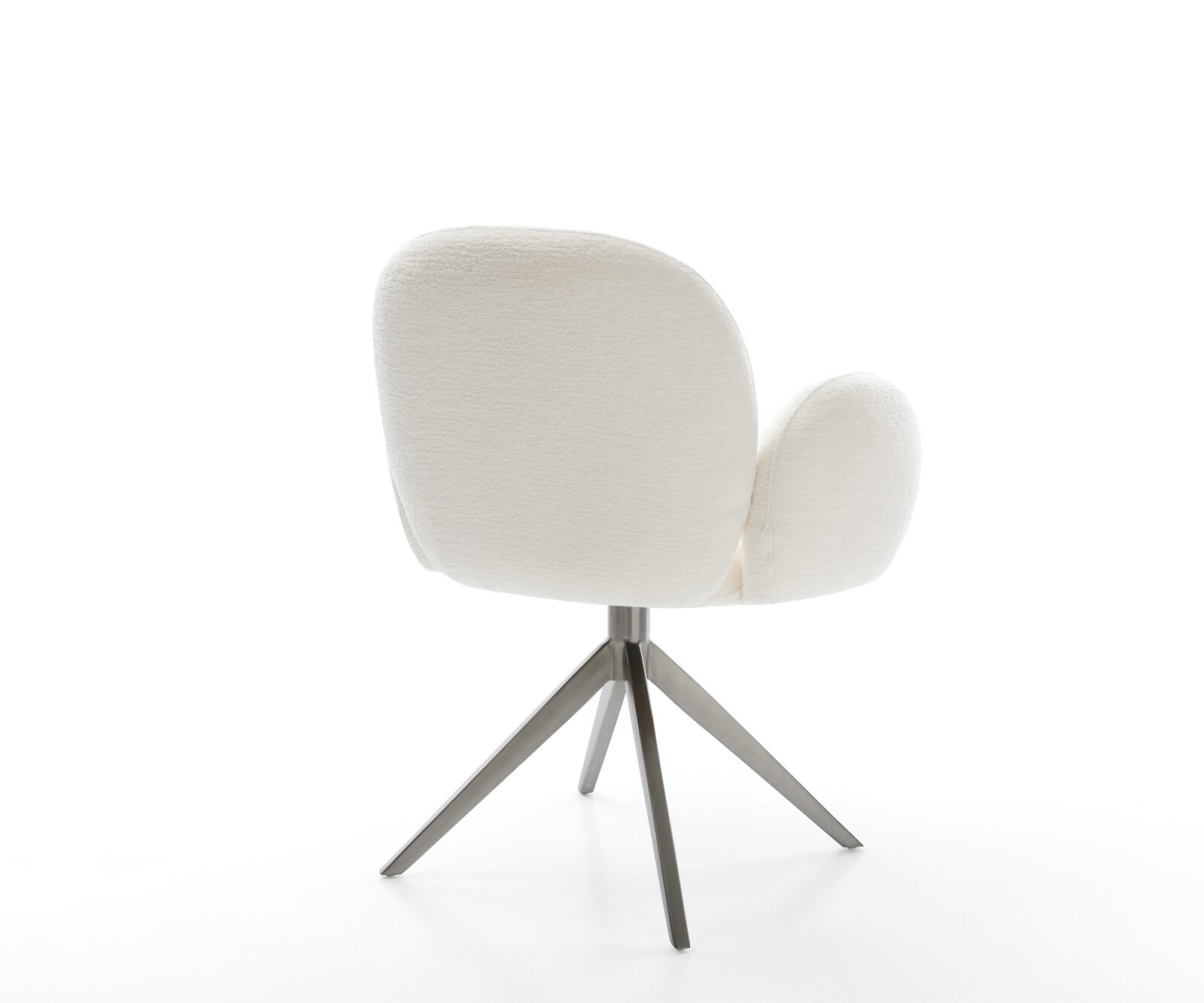 Chaise-pivotante Nube-Flex avec accoudoirs bouclé doux beige pied croisé large grafiete pivotement sur 360° fonction bascule resorts ensachés 4