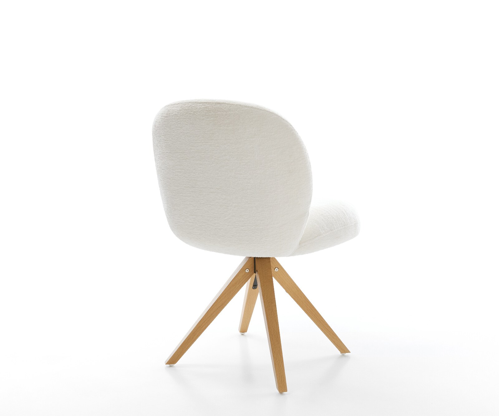 Drehstuhl Nube-Flex Bouclé Soft Beige Holzgestell kantig Natur 180° drehbar Taschenfederkern 4