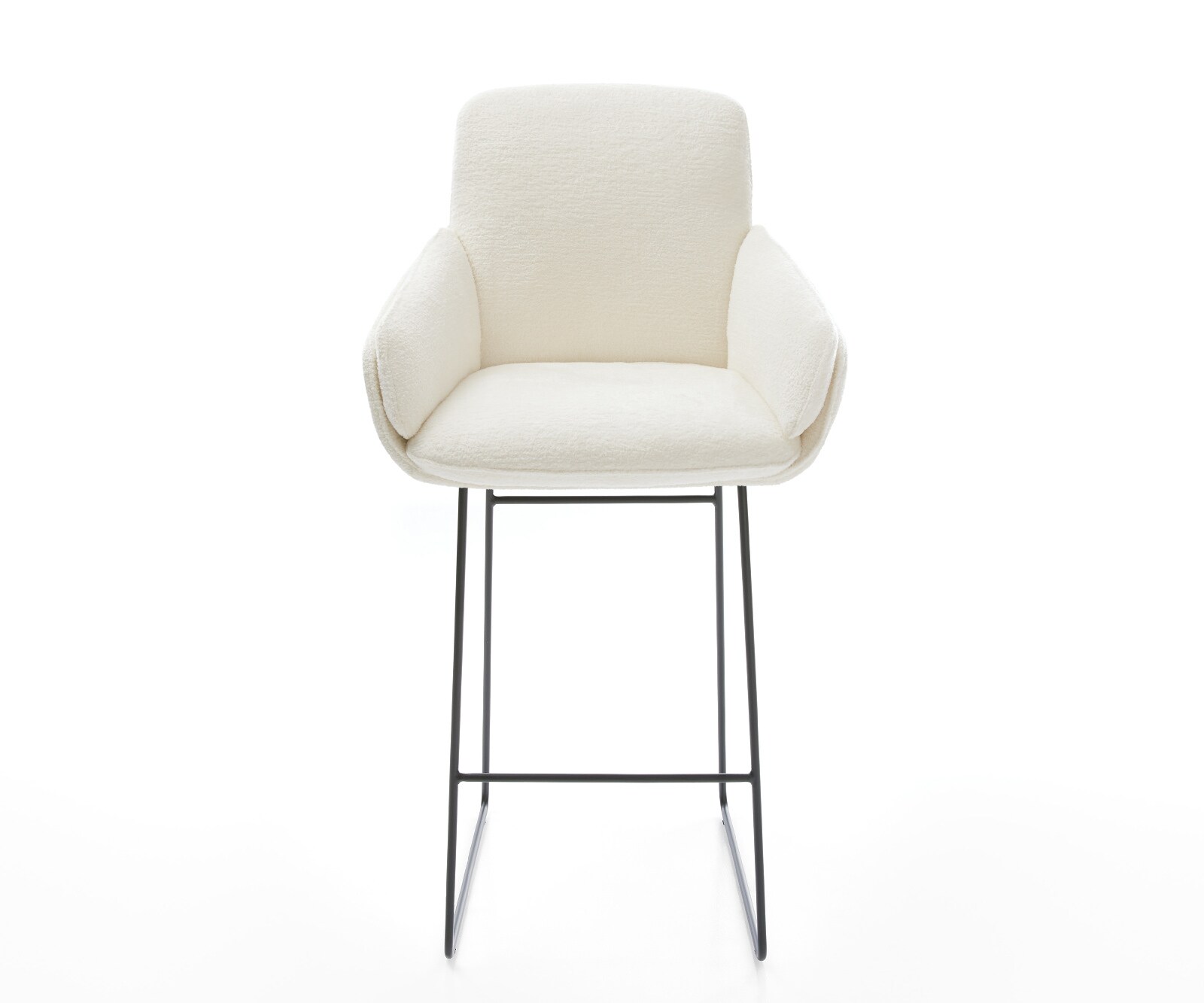 Chaise-de-bar Luan-Flex Bouclé doux Beige Pied trapèze noir Noir 2