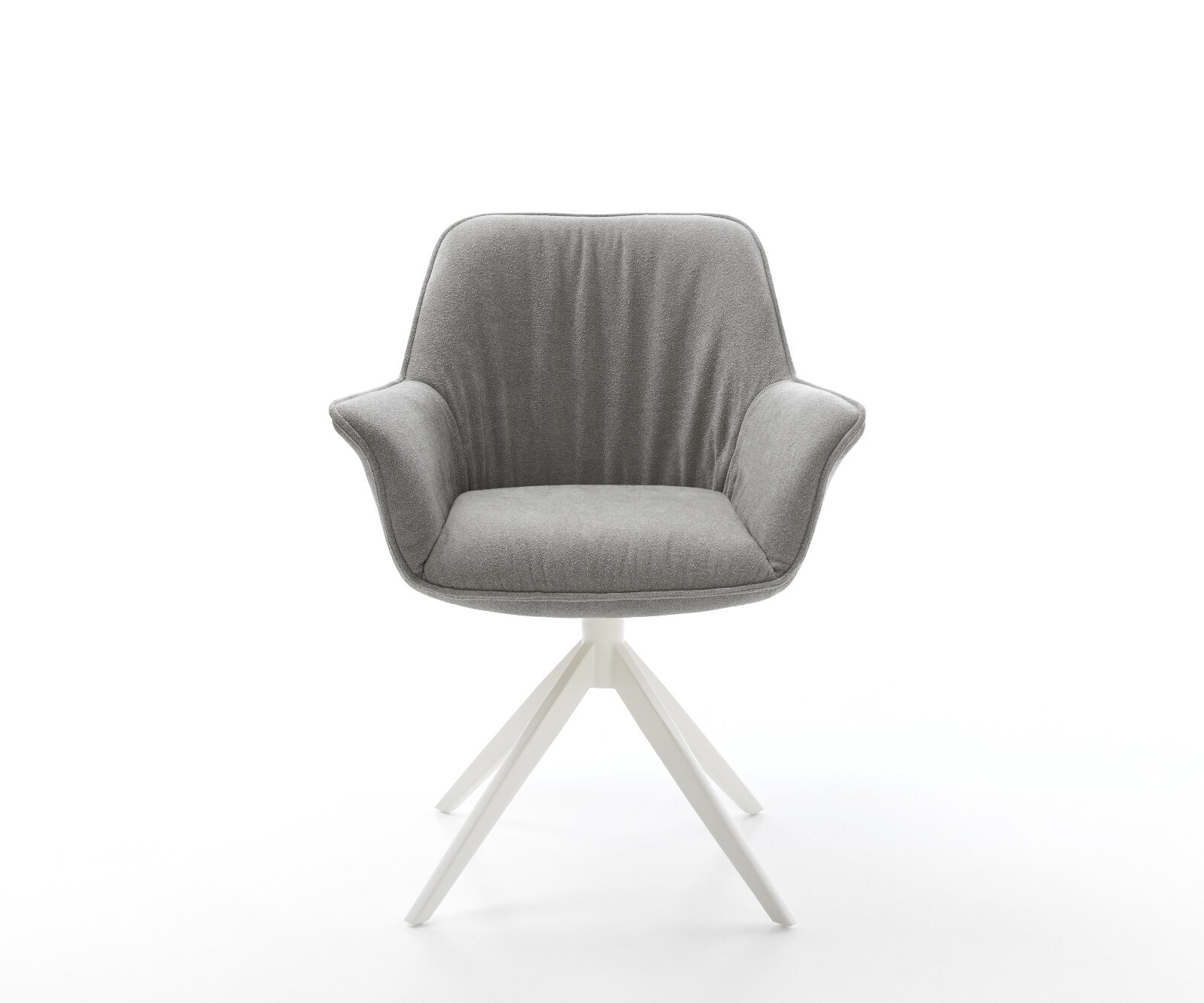 Drehstuhl Keila-Flex mit Armlehnen Strukturstoff Soft Grau Kreuzgestell breit Weiß 360° drehbar Wippfunktion 2