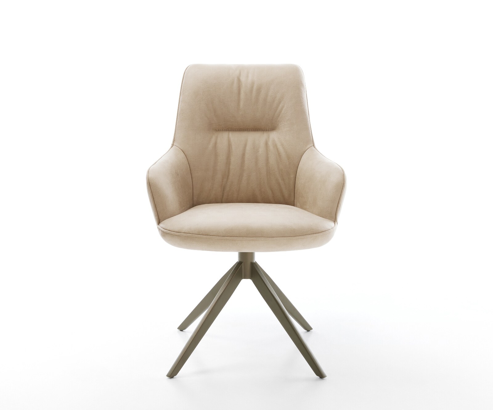 Drehstuhl Zelia-Flex mit Armlehnen Mikrofaser Beige Vintage Kreuzgestell breit Effektfinish Titan 360° drehbar Wippfunktion Taschenfederkern 1