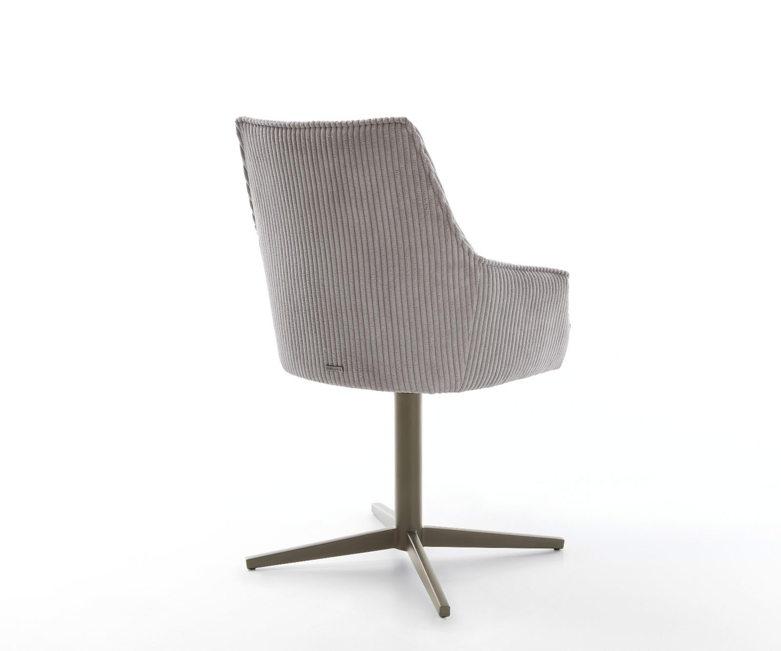 Chaise-pivotante Alja-Flex avec accoudoirs côtelé gris argenté pied de chaise 4 branches aspect titane pivotement sur 360° ressorts ensachés 4