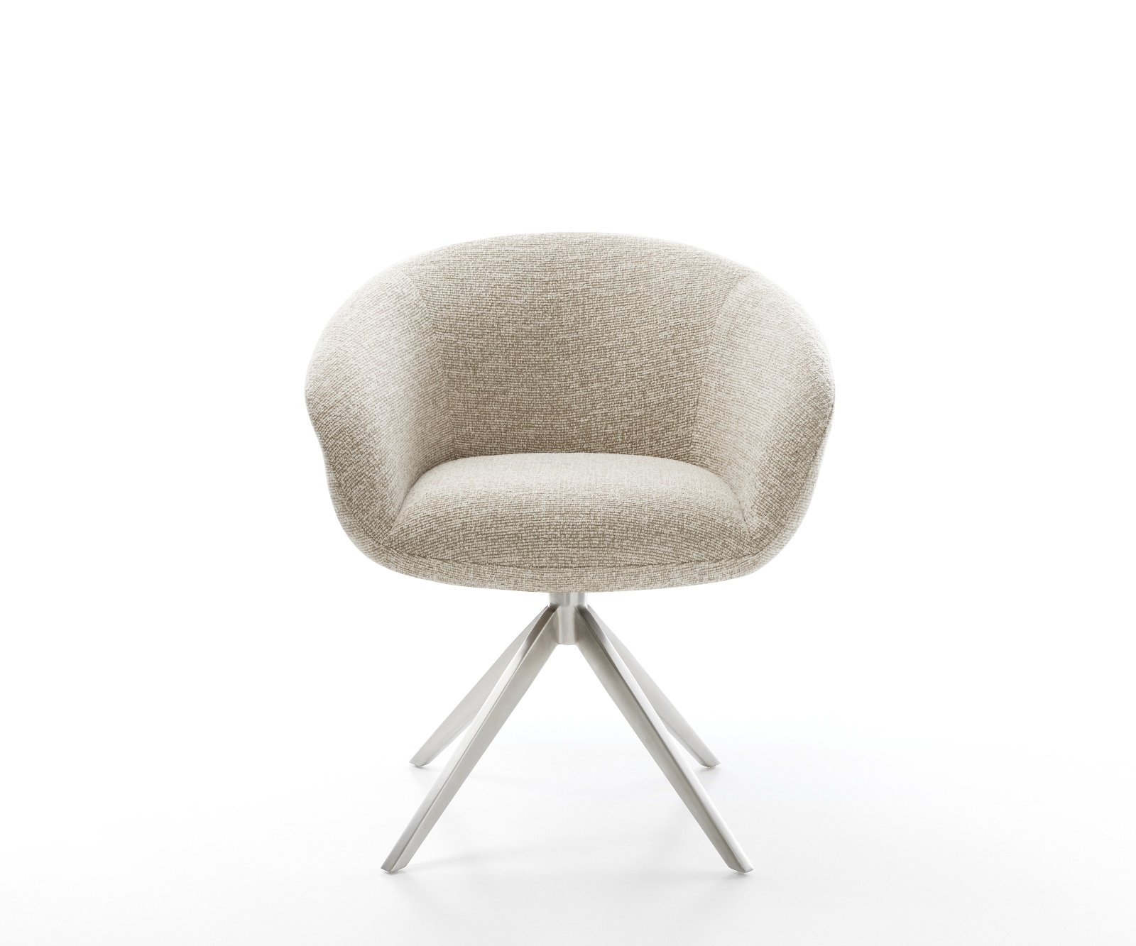 Chaise-pivotante Vinka-Flex avec accoudoirs tissu tissé doux beige pied croisé large acier inoxydable pivotement sur 360° fonction bascule resorts ensachés 1