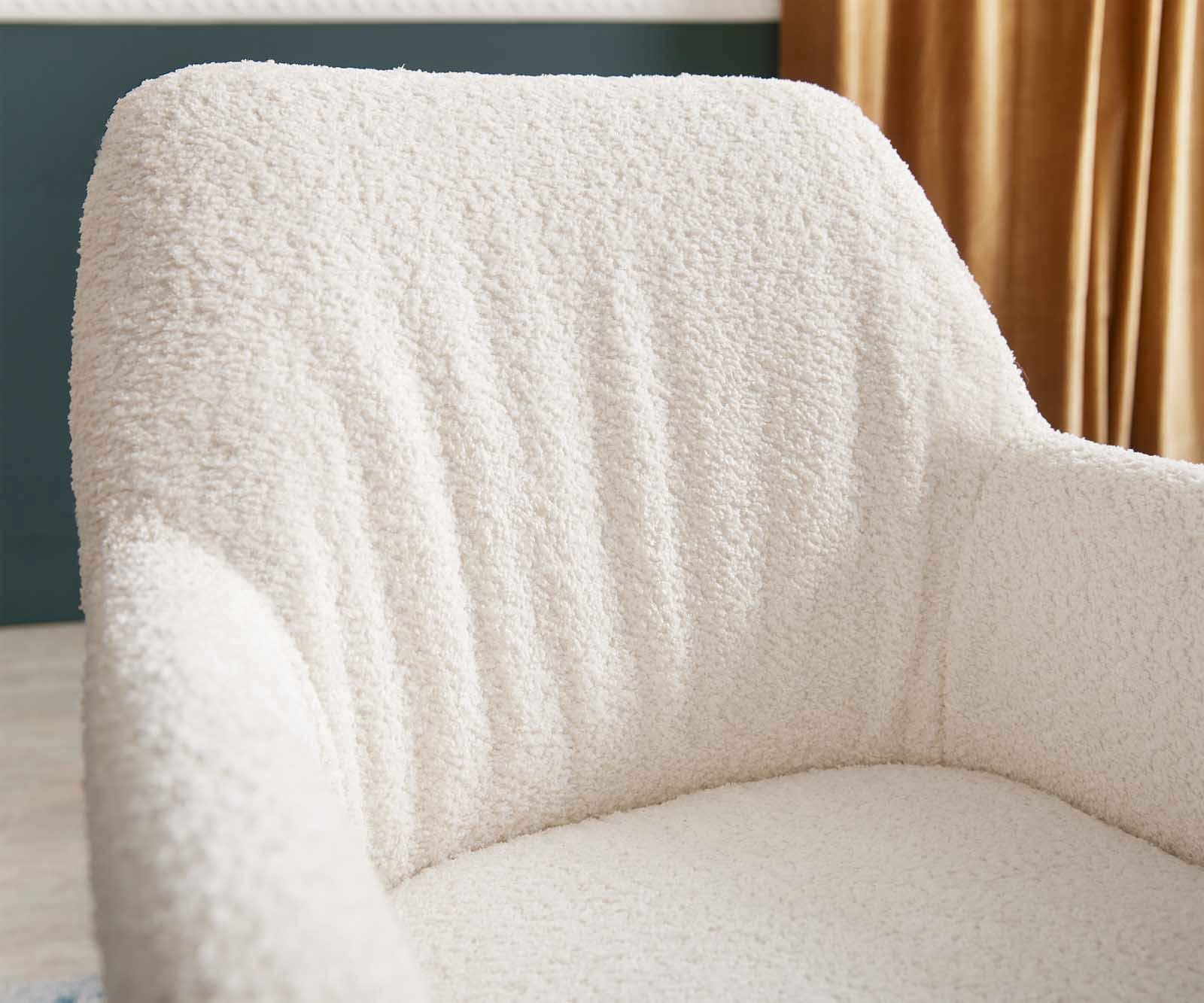 Drehstuhl Xana-Flex mit Armlehnen Bouclé Weiß Kreuzgestell breit Edelstahl 360° drehbar Taschenfederkern 3 Drehstuhl Xana-Flex mit Armlehnen Bouclé Weiß Kreuzgestell breit Edelstahl 360° drehbar Taschenfederkern 3