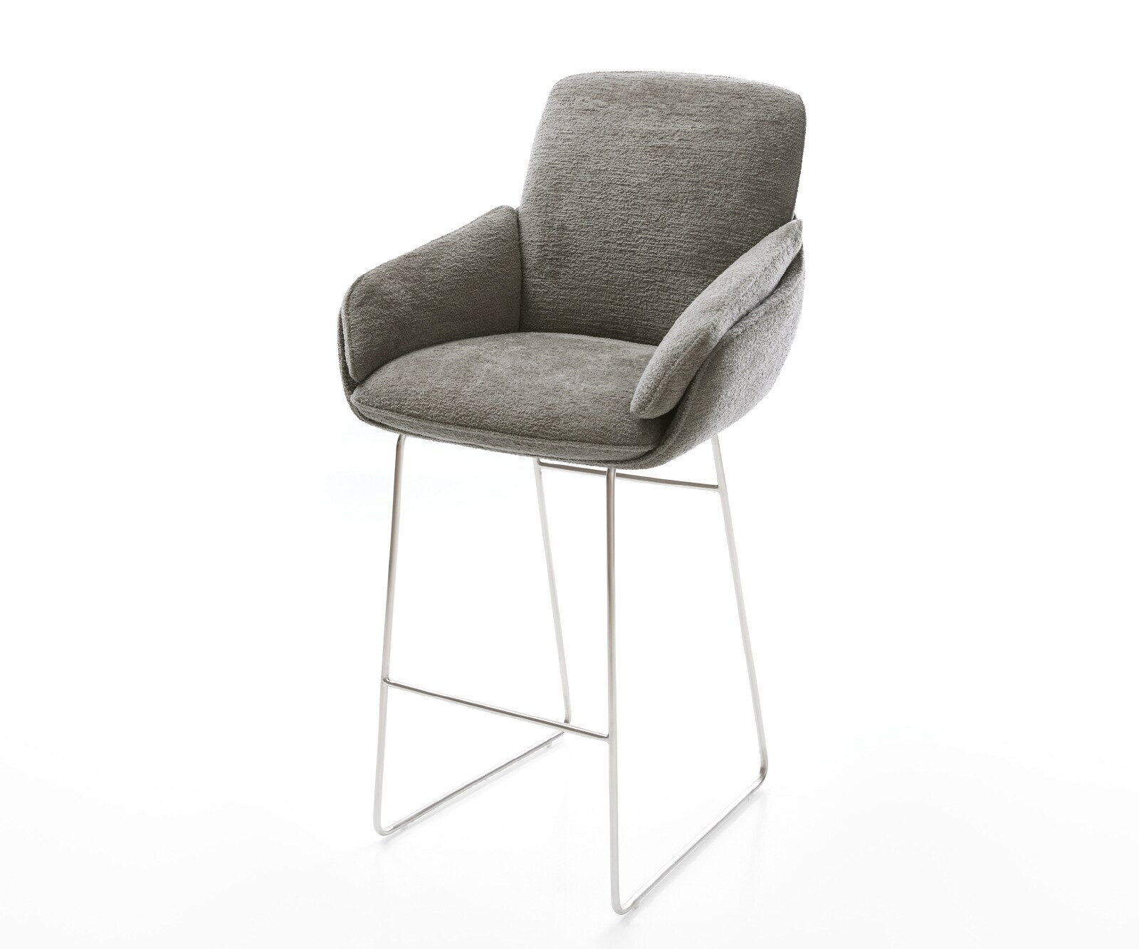 Chaise-de-bar Luan-Flex Bouclé doux Boue Pied trapèze acier inoxydable Argent 1