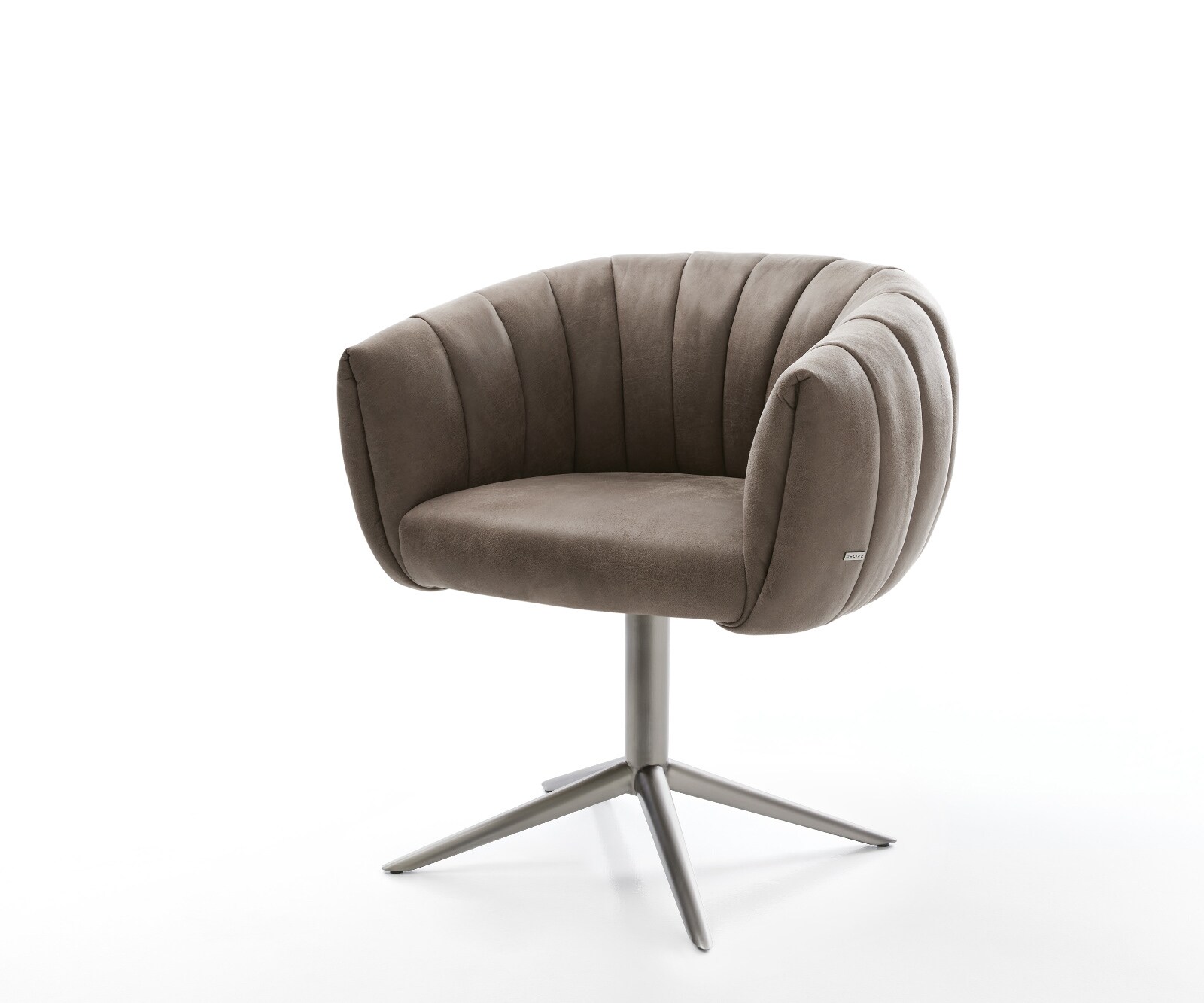 Drehstuhl Jada-Flex Mikrofaser Taupe Vintage Fußkreuz Graphit 360° drehbar Wippfunktion Taschenfederkern 1