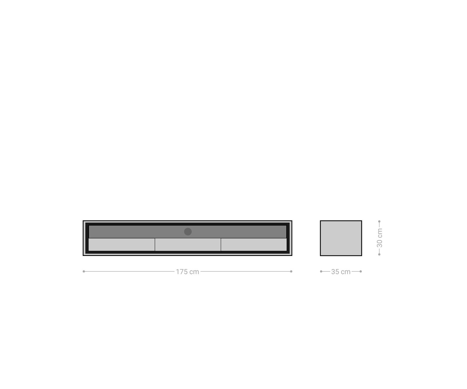 Lowboard Stonegrace 175 cm Akazie Braun Steinfrunier 3 Schubladen 1 Fach Schwebend 5
