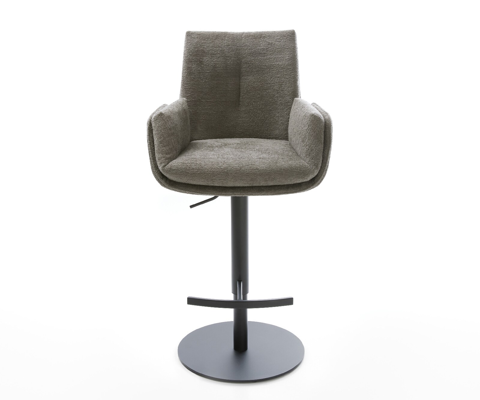 Barstuhl Clea-Flex Bouclé Soft Schlamm Drehfuß höhenverstellbar Metall Schwarz 1