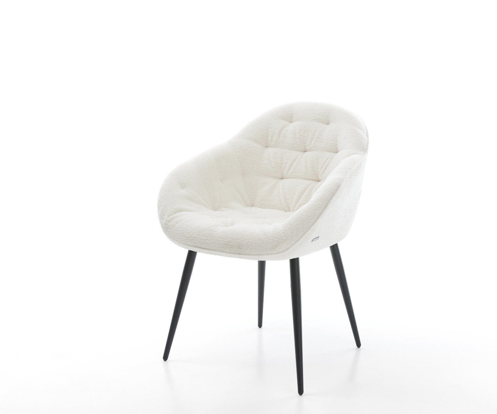 Esszimmerstuhl Gaio-Flex Bouclé Soft Beige 4-Fuß konisch Schwarz