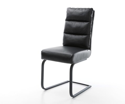 Freischwinger Pela-Flex Echt-Leder Schwarz Freischwinger flach Schwarz Taschenfederkern