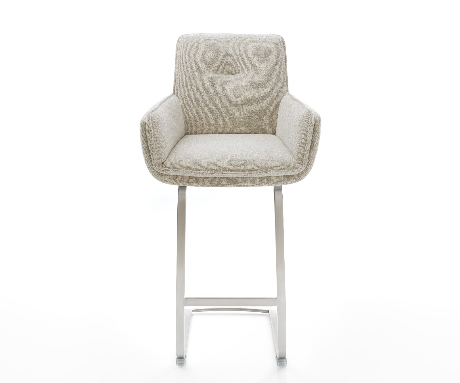 Barstuhl Nela-Flex Webstoff Soft Beige Freischwinger Flach Edelstahl Silberfarben 2