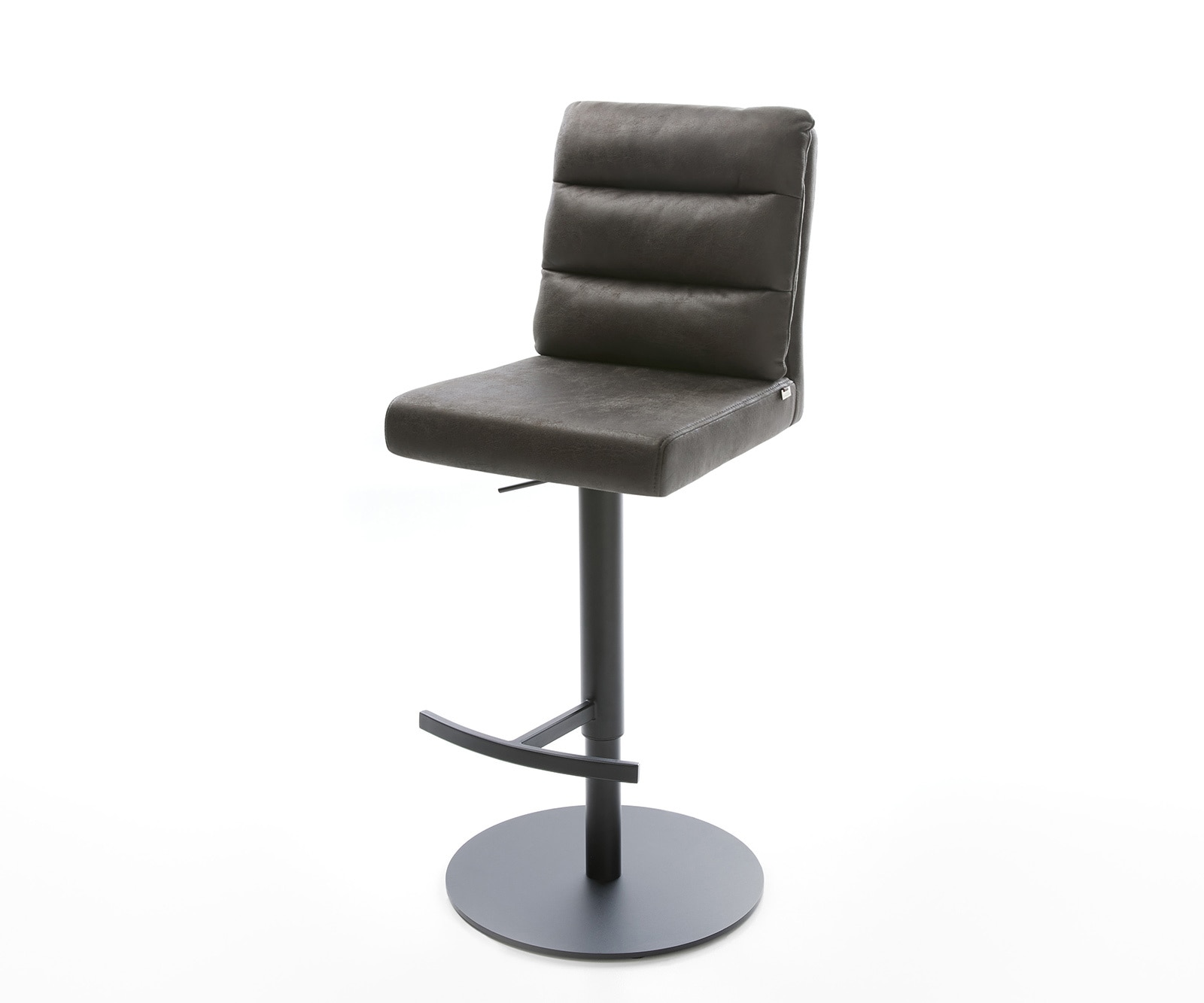 Chaise-de-bar Pela-Flex vintage anthracite base tournante réglable en haut métal
